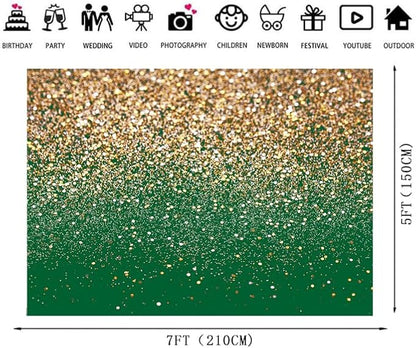 7x5ft Green and Gold Backdrop Golden Spots Backdrop for Photography Vintage Astract Background for Family Birthday Party Newborn Studio Props