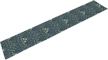 Vintage William Morris Table Runner, Rustic Country Farmhouse Blue Botanical Floral Boho Table Runner for Kitchen Dining Home Party Wedding, 13x60 Inch