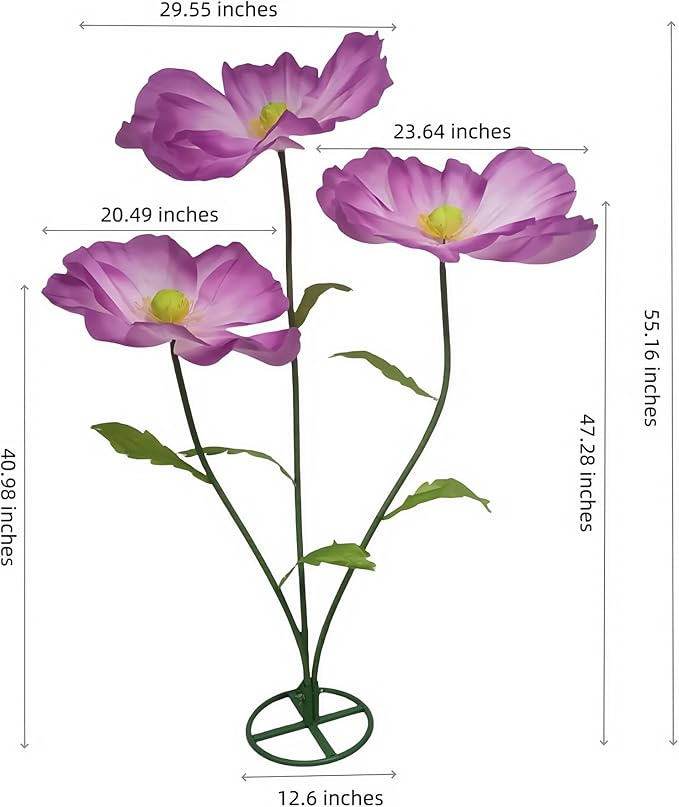 Giant Flower for Decoration with Stems and Stands - 5.6 Ft Big Artificial Silk Flower - Large Artificial Flores Gigantes for Wedding Party Banquet Backdrop Decor, Photography Props Window Display