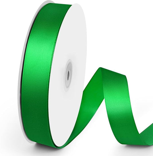 100 Yards 1 inch Satin Ribbon, Fabric Ribbon Solid Color Perfect for Gift Wrapping, Wedding, Handmade Bows, Floral Bouquets and Party Decoration(Green)