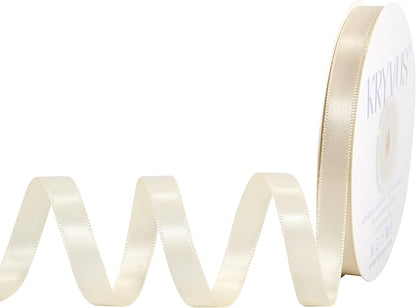 Cream Satin Ribbon, Double Faced 3/8 Inch X 25 Yards Cream Ribbon, Premium Satin Ribbon for Gift Wrapping, Crafts, Hair Bow Making, Sewing, Flower Bouquet, Wedding Party Decor