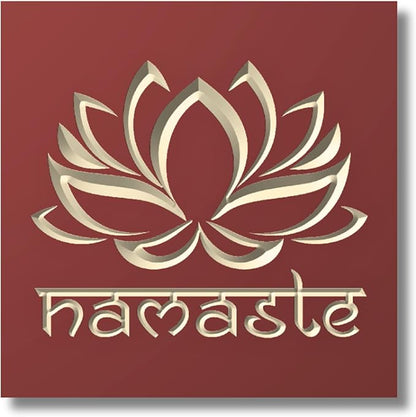 Namaste Lotus Flower Wall Decor - Choice of Colors and Sizes | Carved Wooden Zen Wall Decoration, Meditation Room Art, Namaste Decor for Wall, Yoga Studio, Pooja Room, Alter | True Stock Studios
