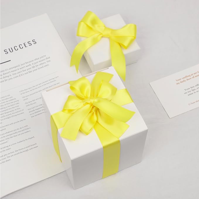 Lemon Yellow Satin Ribbon, Double Faced 7/8 Inch X 50 Yards Lemon Yellow Ribbon, Premium Satin Ribbon for Gift Wrapping, Crafts, Hair Bow Making, Sewing, Flower Bouquet, Wedding Party Decor