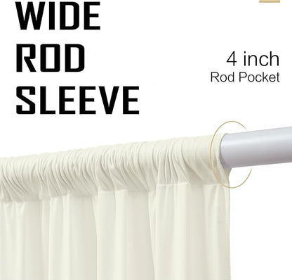 gogoparti 40ft x 12ft Ivory Wrinkle-Free Backdrop Curtain for Wedding Parties, Thick Polyester 8 Panels 5x12ft for Wedding Birthday Baby Shower Halloween Photography Party Background