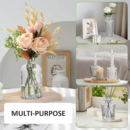 16Pcs Glass Bud Vase Set, Mini Flower Clear Vase Set Bud Vases for Wedding Centerpiece Table Decor, Vintage Small Vases for Room Home Dining Party Table Center Decor