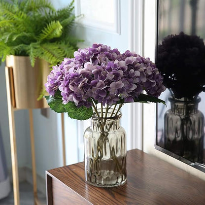 Kimura's Cabin 6Pcs Artificial Silk Hydrangea Flowers Fake Hydrangea Bouquet for Home Table Centerpieces Wedding Garden Party Decoration (Purple)