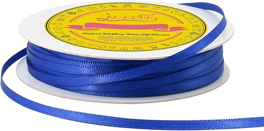 Double Face Cobalt Blue Satin Thin Ribbon 1/8 inch X 50 Yards Polyester Cobalt Blue Ribbon for Gift Wrapping Very Suitable for Weddings Party Hair Bow Invitation Decorations and More