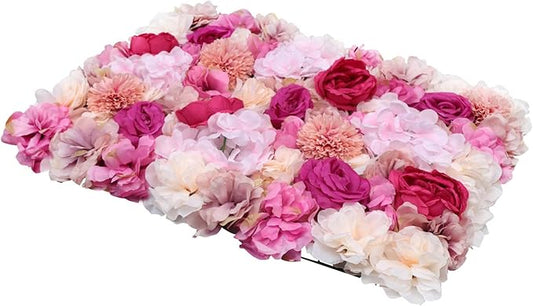 Gdrasuya10 6pcs Realistic Flower Wall Background Artificial Flowers Wall Backdrop Panel 3D Silk Rose Fake Flower Wall Panel Banquet Wedding Party Decor, Photography Background 60 x 40 cm
