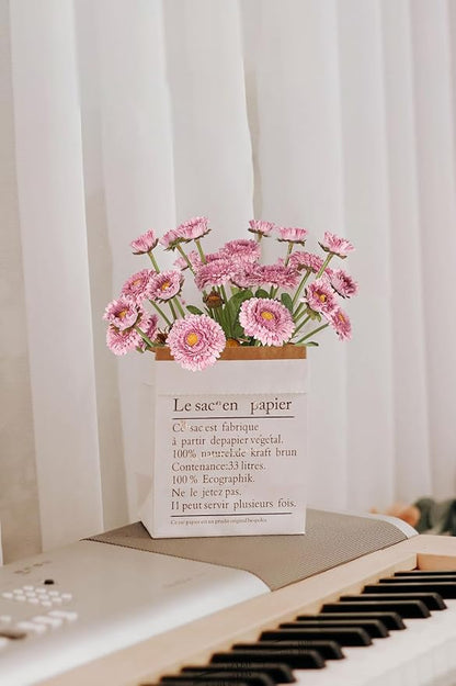 8pcs Chrysanthemum Flowers Artificial Fake Silk Pot Marigold Flowers Faux Daisy Bouquet with Stems for Home Wedding Dining Table Party Decor(Light Purple)