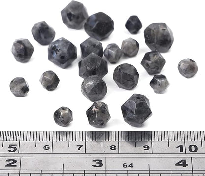 Faceted Natural Black Spectrolite Stone Round Beads 8mm 36cm/Strand for Jewelry Making