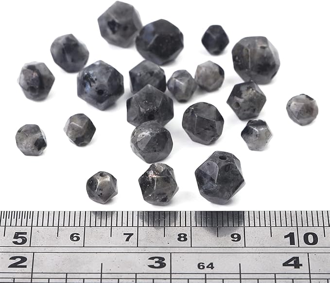 Faceted Natural Black Spectrolite Stone Round Beads 10mm 36cm/Strand for Jewelry Making
