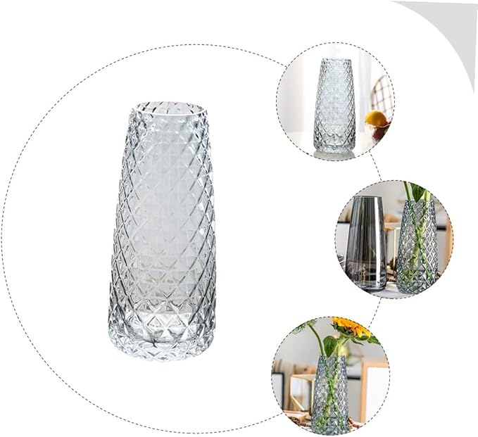 Square Glass Vase Smoky Transparent Hydroponic Plant Container for Indoor Outdoor Home Decor Simple Artistic Flower Arrangement Holder