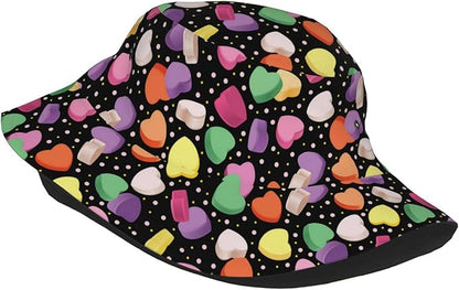 Love Bucket Hat Heart Fisherman Cap Romantic Bucket Hats Sun Caps for Hiking Camping