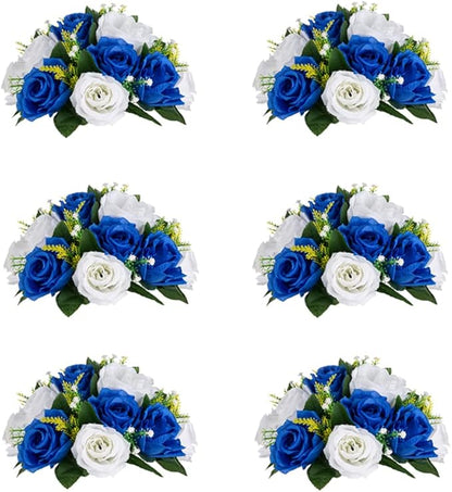 Flower Centerpieces for Wedding Tables: Wedding Table Decorations Royal Blue White Flower Balls Centerpieces for Engagement Cerebration Party Center Pieces 6 Packs