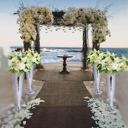 Efavormart 3FT Silver Polystone Mirror Mosaic Trumpet Floor Vase for Wedding Aisle/Party Centerpiece/Home Decoration