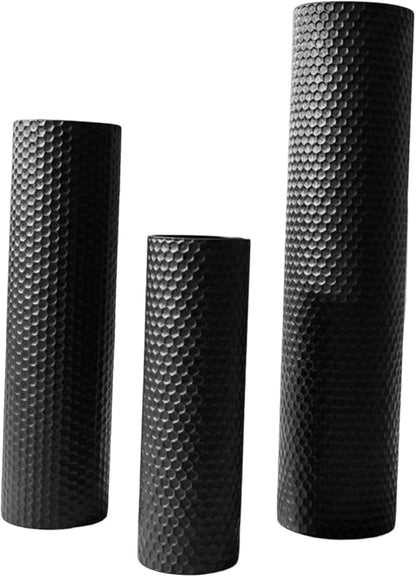 Fenteer 3X Floor Vases Set Floor Standing Ornament Creative Modern Metal Decorative Cylinder Vase Flower Container for