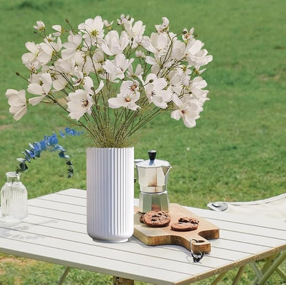 ATFL White Daisy Artificial Flowers, 8 Bundles 21.65'' Faux Silk Daisy with Stems for Home Garden Vase Decor