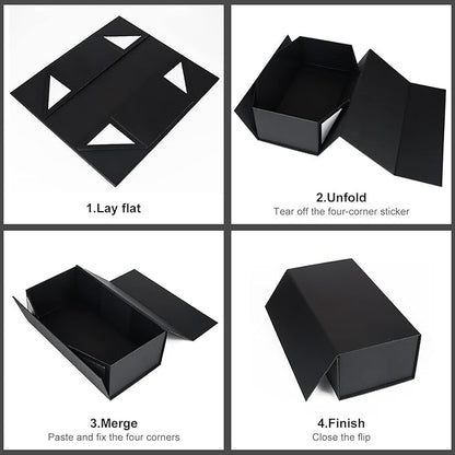 Gift Boxe 10" x 6" x 3" with Magnetic Closure Lid Gift Boxes for Presents,Bridesmaid Gifts Box,Cute Box,Birthday Gift box,Luxury for Gift Packaging, Magnetic Gift Box for Wrapping Gifts (Black/5PCS)