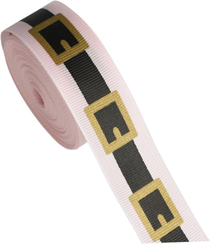 Pink Santa Belt Ribbon 1 Inch 20 Yards Pink Merry Christmas Vintage Fabric Craft Ribbon for Christmas Gift Wrapping Wreath Bow DIY Crafts Supplies (Pink Santa Belt)