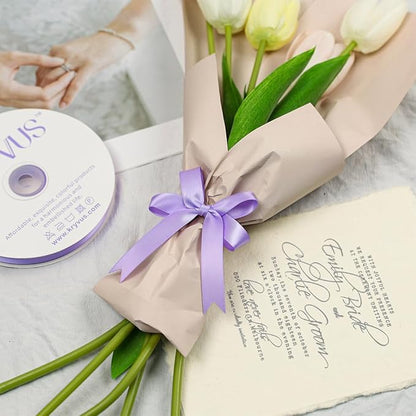 Premium Lilac Satin Ribbon, Double Faced 5/8 Inch X 50 Yards, Polyester, Wedding, Birthday, Holidays, Special Occasions, Purple