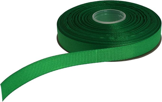 Solid Grosgrain Ribbon 25 Yard Each Roll 100% Polyester Woven Edge (3/8", Green)