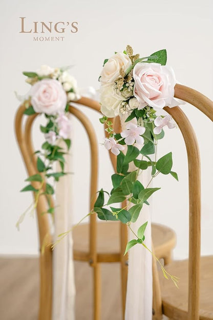 Ling's moment Artificial Flowers 16pcs Pale Pink Silk Roses with Stems, 3.5" Fake Shabby Blush Vendela Roses Bulk for DIY Wedding Bouquets Centerpieces Party Baby Shower Home Decoration