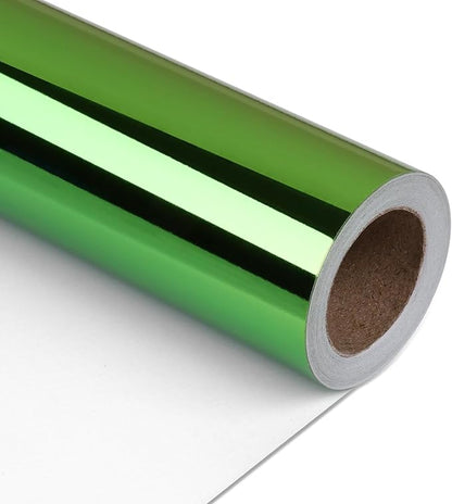 NESCCI Light Green Metallic Wrapping Paper, Solid Color Paper,Gift Wrapping Paper,Perfect for Wedding,Valentine's Day,Birthday, Christmas,Baby Shower,DIY Bouquet (17.5 Inches X 32.8 Feet)