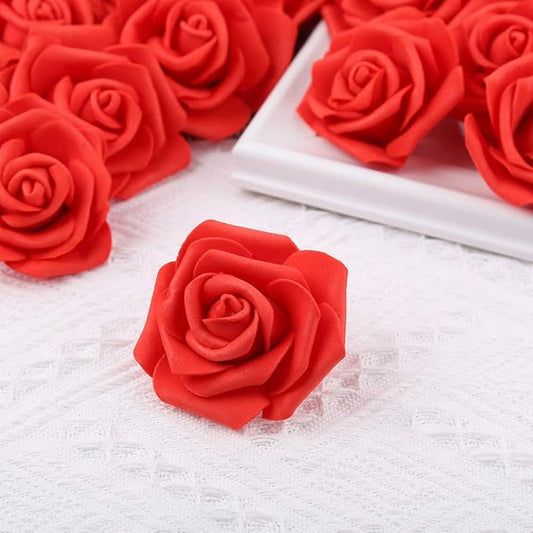 200pcs Artificial Red Foam Rose Flower Head, 3-Inch Fake Flower Heads Stemless Flowers for DIY Crafts,Wedding Bouquets Centerpieces Arrangements Party Baby Shower Home Decor (Red)