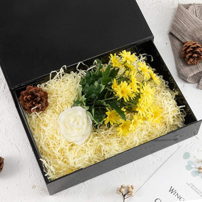 1 Pack Black Gift Box with Lids Small 12 x 8 x 2.7 Inches Clothes Gift Boxes for Presents Shirt Gift Boxes with Ribbon Magnetic Gift Box Bulk Cute Box for Packaging (Glossy Surface)