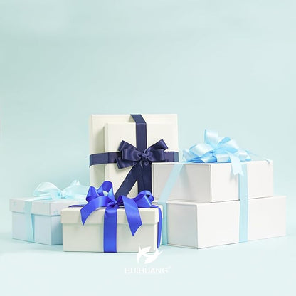 Huihuang Satin Ribbon for Gift Wrapping, Baby & Light Blue/Navy Blue Ribbon for Gift Wrap, DIY Crafts, Baby Shower Decor - 6 Colors x 5 Yards Each