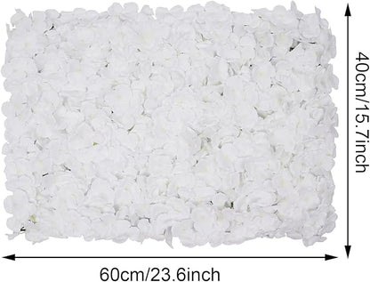CNCEST 10Pcs Flower Panels,15.7"x 23.6" Artificial Flower Wall Panel, White Flower Backdrop Wall for Home Party Wedding Christmas Festival Photo Backdrop Decor (15.7"x 23.6"-10pcs)