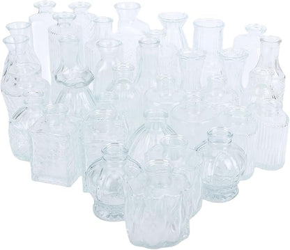 Zerodis Glass Bud Vases, Vases Vintage Elegant Small Flower Wedding Banquets Table Setting Decorative for Birthday Anniversary Tabletop Decor Glass Bud,Transparent