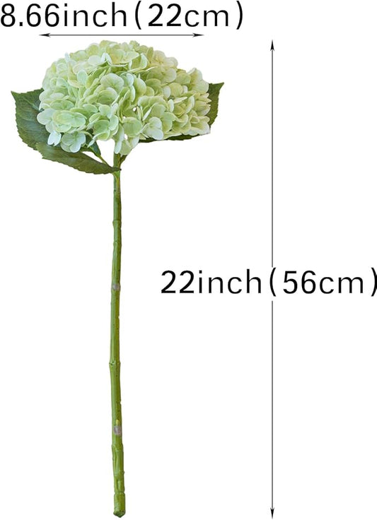 4PCS Artificial Flowers Large Hydrangeas Flowers Latex Bouquet for Wedding Bridal Office Home Party Decoration (2Pcs Green+2Pcs Light Green)