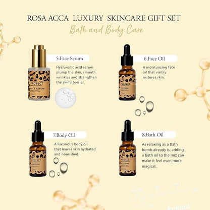 Leopard 23 Pcs Skin Care Set for Women, Bath and Body Set, Spa Gift Baskets, Birthday Gifts, Day Cream, Peptide Serum, Bath Oil, Sheet Mask, Clay Mask, Bath Bombs, Christmas, Valentines, Mother Day