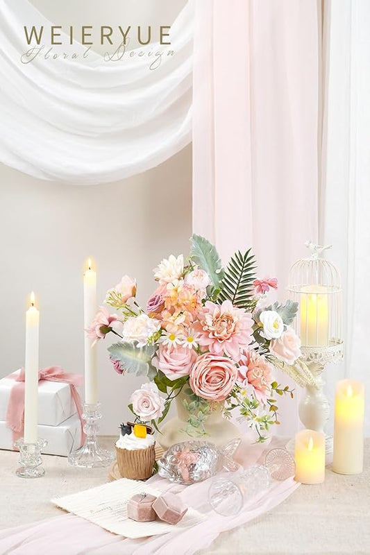 Pink Artificial Flowers Combo Box Wedding Decor,Fake Flowers,Flowers for Decoration,Silk Flowers for Home Decor Indoor,Cake Flowers,Faux Flowers for Crafts