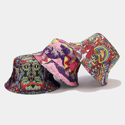 Quanhaigou Bucket Hat for Men Women,Packable Reversible Printed Sun Hats,Fisherman Outdoor Summer Travel Hiking Beach Caps