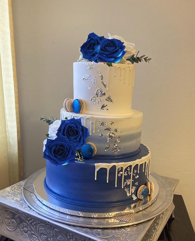 Blue Artificial Roses 16pcs Velvet Royal Blue Roses Silk Flowers 3.94" Fake Blue Roses Artificial Flowers for Wedding Flowers for Centerpieces Home Party Decor (Royal Blue)