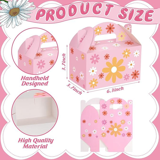 24pcs Daisy Flower Treat Boxes Colorful Floral Gift Boxes Summer Daisy Party Favor Wrapping Hippie Boho Spring Decorations