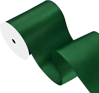 Forest Green Satin Ribbon 4 inch X 15 Yards Polyester Ribbon for Gift Wrapping Very Suitable for Weddings Party Hair Bow Invitation Decorations and More
