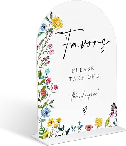 Acrylic Wedding Signs Favors Please Take One Sign for Reception, 6x8" Floral Themed Arch Acrylic Table Decor, Love Is In Bloom & Baby In Bloom Decorations for Baby Shower Bridal Shower Engagement