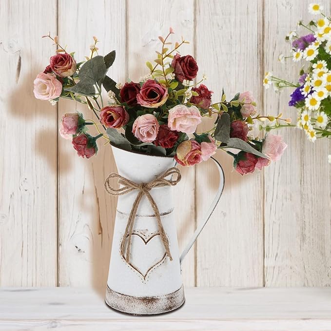 BESTonZON Decorative Metal Iron Flower Vase for Rustic Floral Arrangements Heart-Shaped Design for Home Decor Weddings and Garden Centerpieces
