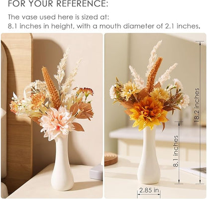 Fake Flower Bouquet, Faux Flower Arrangement for Decorating Kitchens, Bedrooms, Bathrooms, Realistic Artificial Flowers Made of Silk & Plastic, Floral Decoration with Dahlia & Small Blossoms