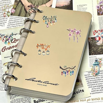 50PCS Watercolor String Light Stickers - Transparent PET Waterproof Lantern Decals for DIY Crafts, Journals, Bottles, Phone Cases