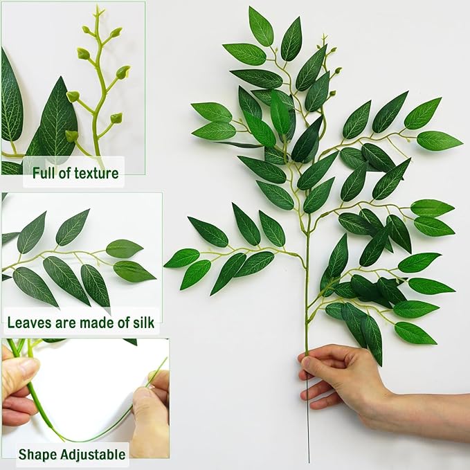 24PCS Italian Ruscus Greenery 54cm Artificial Greenery Stems Leaf Greenery Garland for Wedding Arch Flowers Centerpieces for Tables Balloon Arch Home Decor