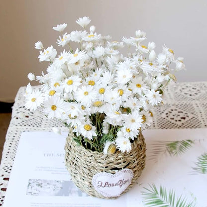 Dried Daisy Flowers Bouquet, 250+ Dry White Flowers, Artificial Sunflowers, 17'' Natural Gerber Daisies Arrangements for Farmhouse Vase Decor, Wedding, DIY Home Office Party Decoration