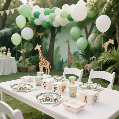 50PCS Woodland Baby Shower Party Paper Plates 7 Inch, Disposable Oh Baby Cake Dessert Plates Safari Jungle Wild Animal Party Supplies for Birthday Gender Reveal Baby Shower Decorations (Woodland)
