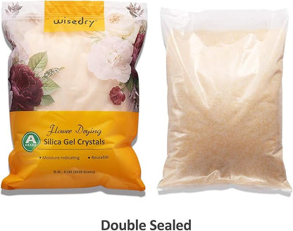 wisedry 8 LBS Silica Gel Flower Drying Crystals, Fine Crystals < 1mm, Color Indicating, Reusable