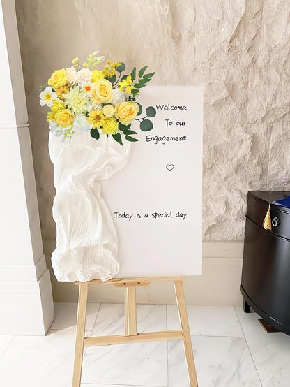 Multi Use Artificial Flowers Combo for DIY Centerpieces Arrangements Wedding Bridal Bouquet Table Chair Decor Candle Holder Baby Shower Cake Decor Flower Strips Home Décor (Yellow)