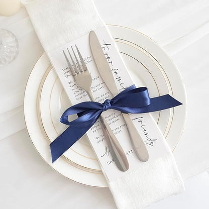MEEDEE Navy Ribbon 1 Inch Navy Blue Satin Ribbon Lux Double Faced Satin Ribbons by 50 Yards Polyester Blue Wrapping Ribbons for Crafts, Weddings, Flower Bouquet, Holiday Decorating
