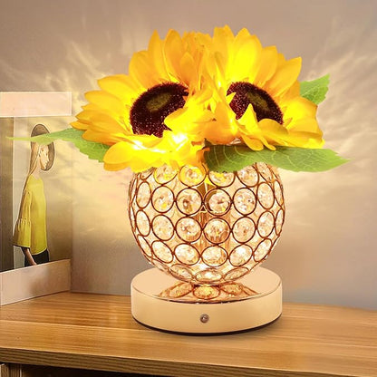 Birthday Gifts for Women,Sunflower Flower Touch Lamp,Rechargeable Cordless 3-Colour Dimming Night Light for Festival,Restaurant,Bedroom,Office Home Decor Gifts for Mom